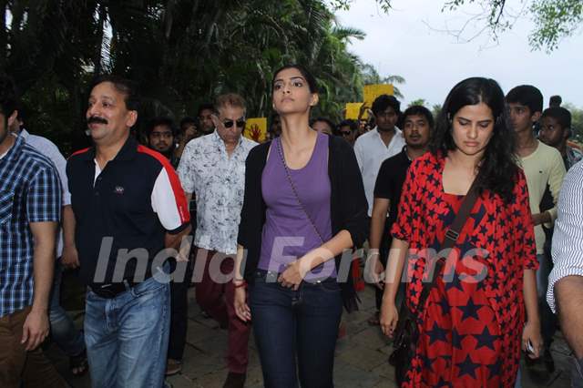 Sonam Kapoor and Sona Mohapatra participate in the  Protest against the rape case