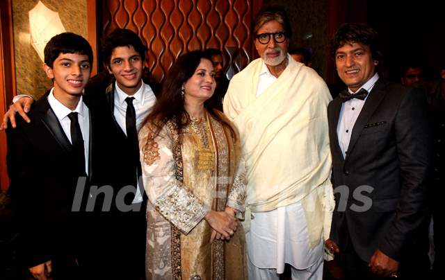 Amitabh Bachchan with Adesh Shrivastava and his family at the Birthday Party