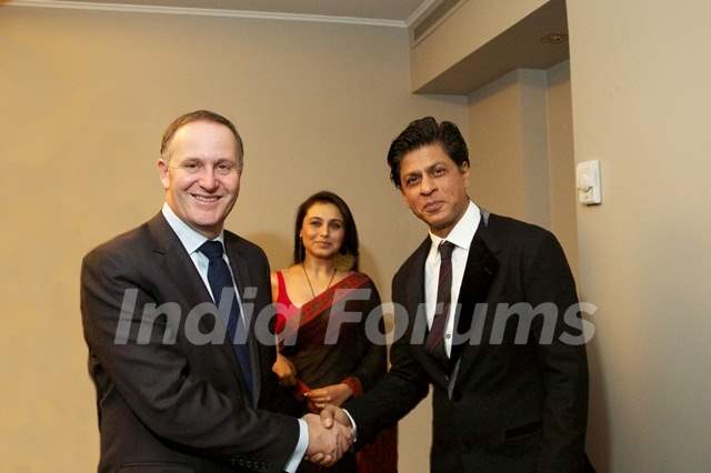 Rt. Hon. John Key Greeting Shahrukh Khan and Rani Mukherji