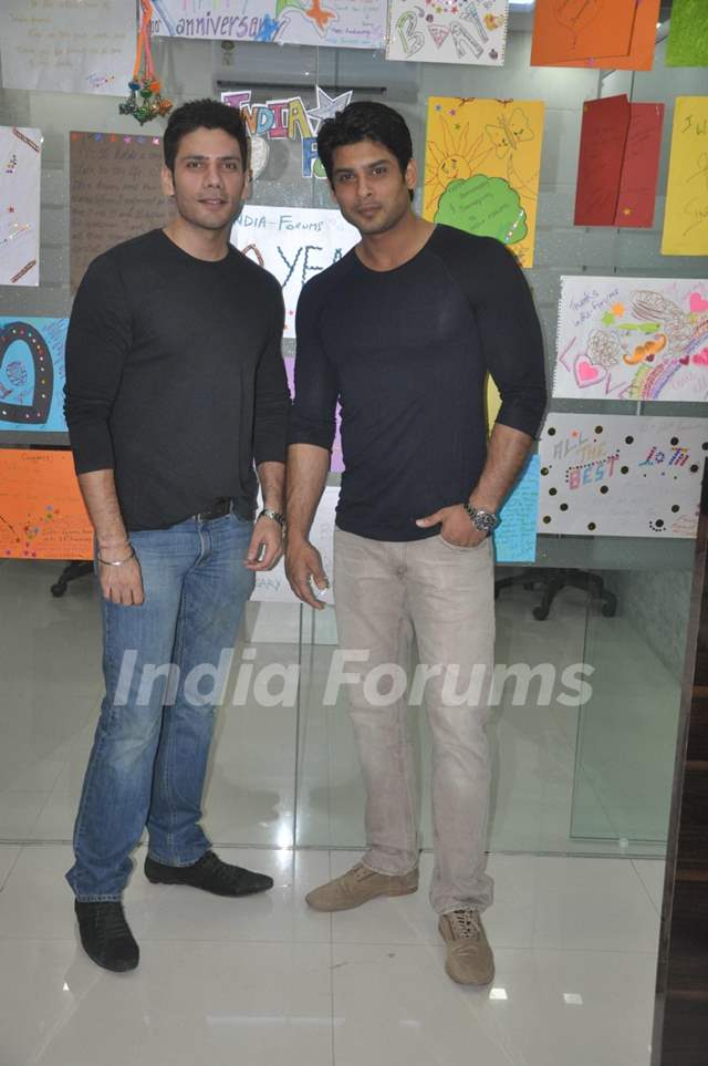 Siddharth Shukla and Vipul Gupta at the India-Forums.com office for the 10th Anniversary Party