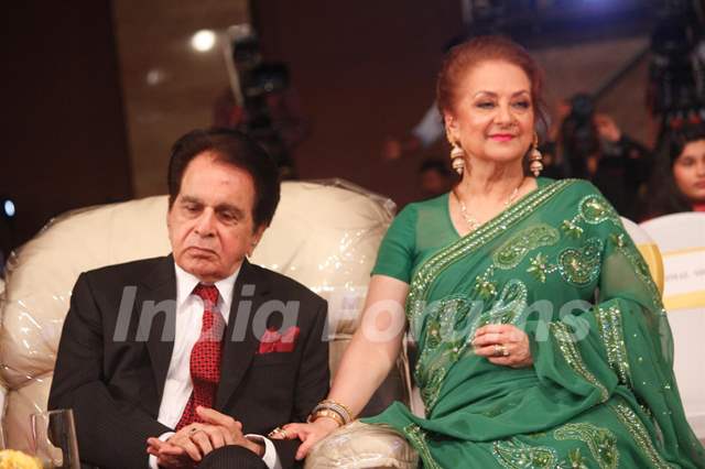 Dilip Kumar and Saira Banu at the launch of his autobiography 'Substance and the Shadow'