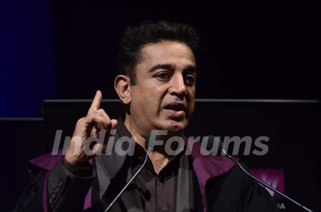 Kamal Hassan addresses the media at Whistling Woods Convocation Ceremony