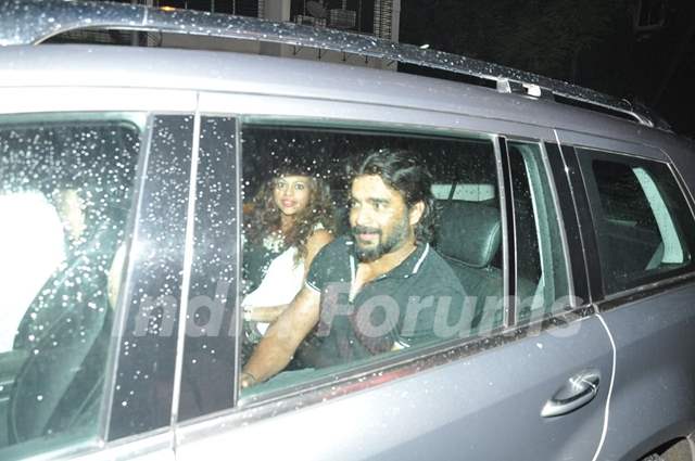 R. Madhavan along with wife Sarita Birje was snapped in their car at ...