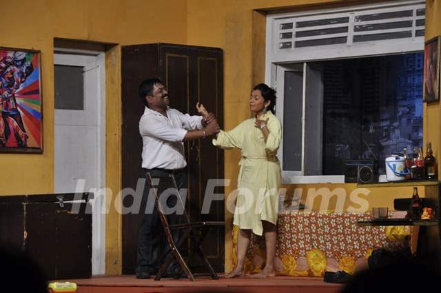 Sanjay Narvekar perform during the Celebration of 100 Shows of Marathi Drama Gholat Ghgol