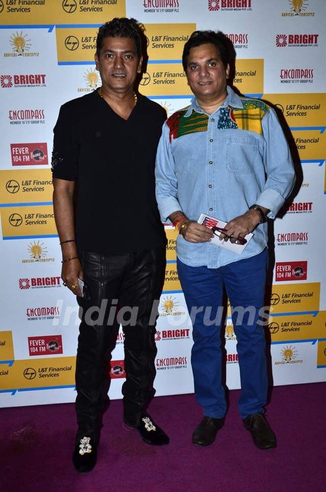 Aadesh Shrivastava and Lalit Sen pose for the media at Shaan's Live Concert