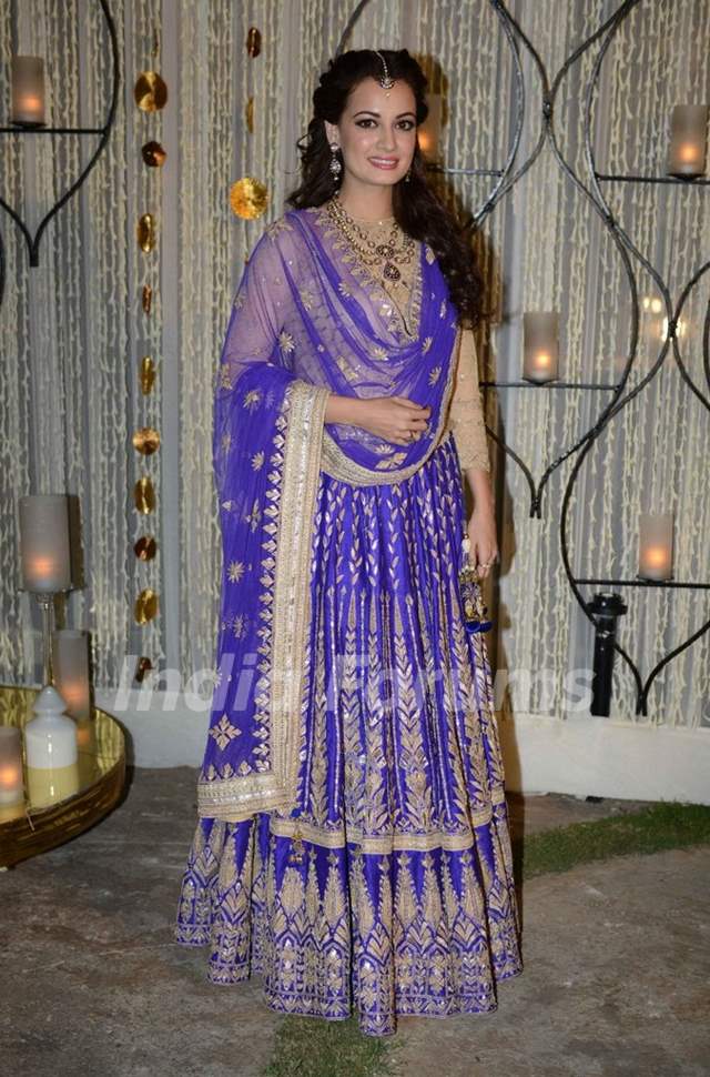 Dia Mirza Poses In A Beautiful Lehnga For The Media At Her Sangeet Ceremony Media