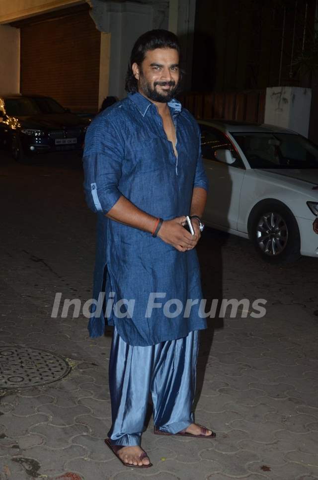 R. Madhavan poses for the media at Shilpa Shetty Diwali Bash