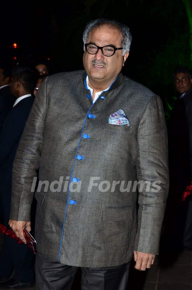 Boney Kapoor poses for the media at Arpita Khan's Wedding Reception