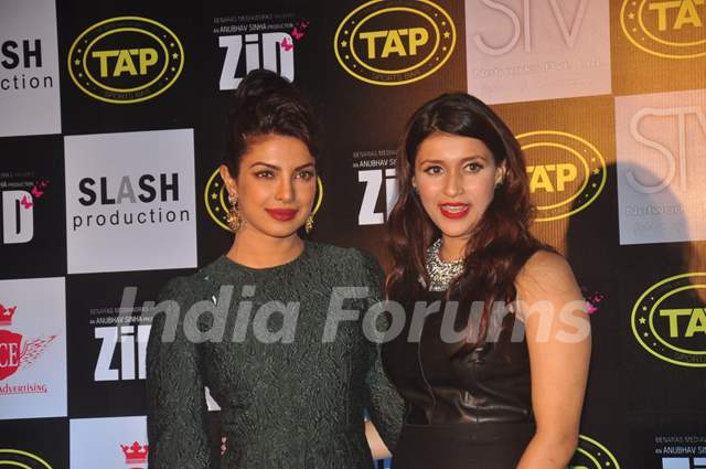 Priyanka Chopra poses with Mannara Chopra at the Music Launch of Zid