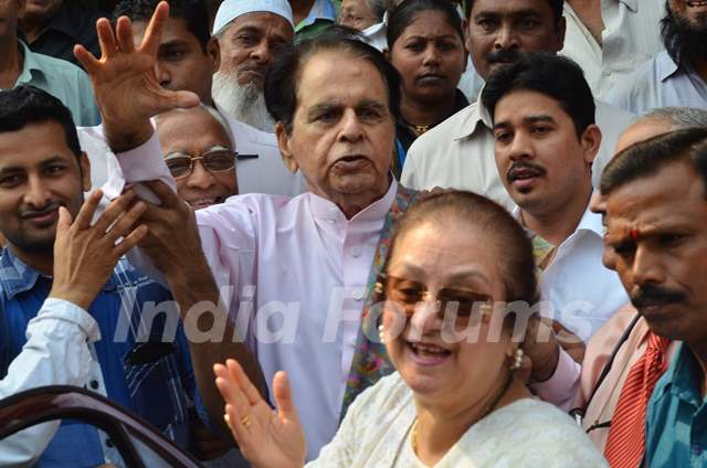 Dilip Kumar waves out to his fans