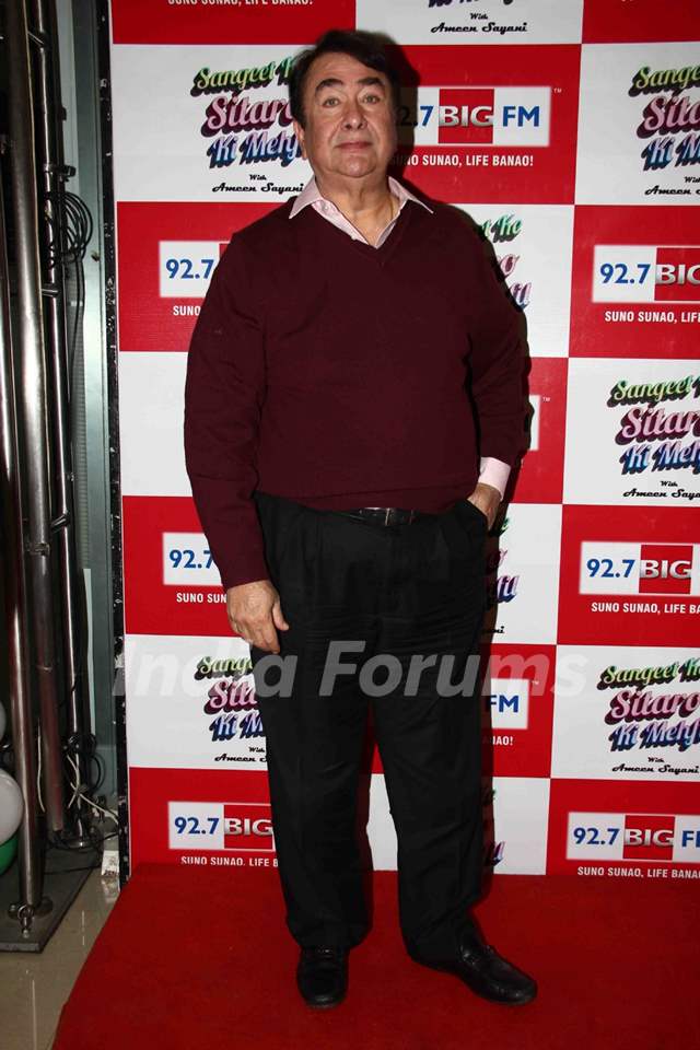 Randhir Kapoor poses for the media at his Birthday Celebrations at 92.7 BIG FM