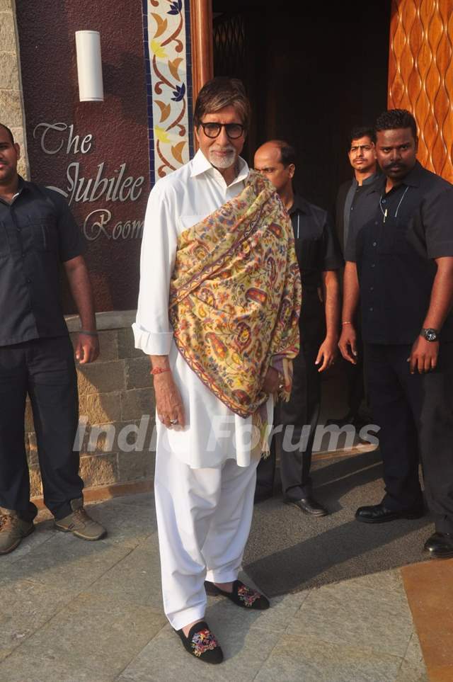Amitabh Bachchan poses for the media at the Promotions of Shamitabh