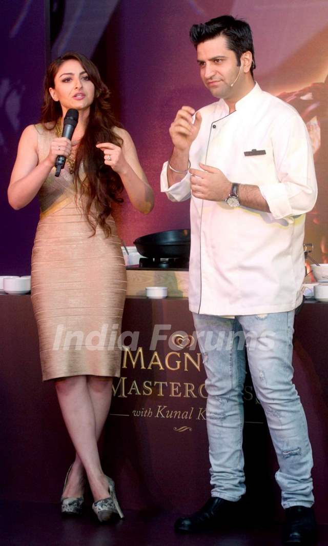 Soha Ali Khan interacts with the audience at Magnum Promotional Event