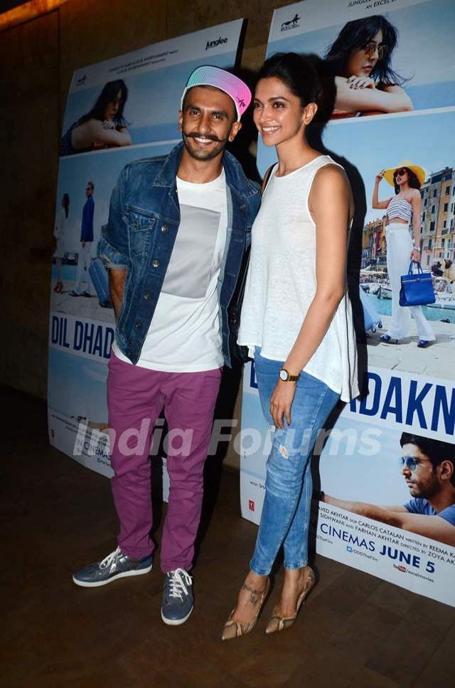 Ranveer Singh and Deepika Padukone at Special Screening of Dil Dhadakne Do