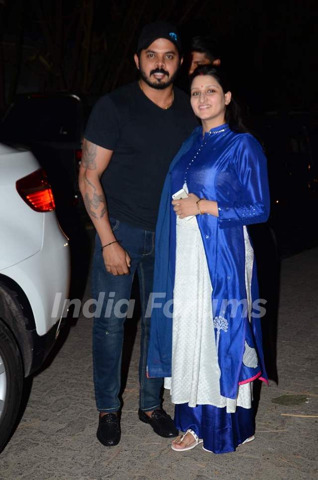 Shreesanth With His Wife at Special Screenings of Hamari Adhuri Kahani