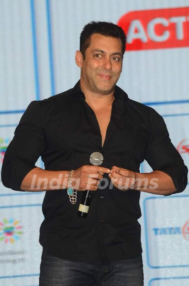 Salman Khan snapped in a candid shot at the Launch of Sunil Shetty's Fitness Channel