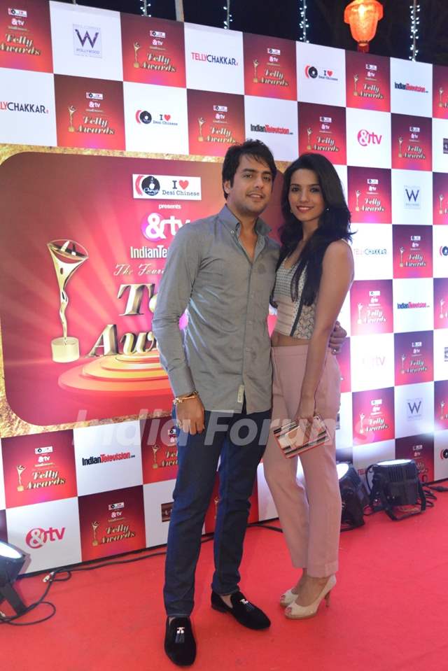 Gaurav Bajaj with wife Sakshi at 14th Indian Telly Awards Nom
