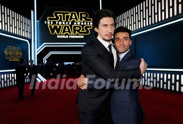 Adam Driver And Oscar Isaac At Premiere Of Star Wars The Force