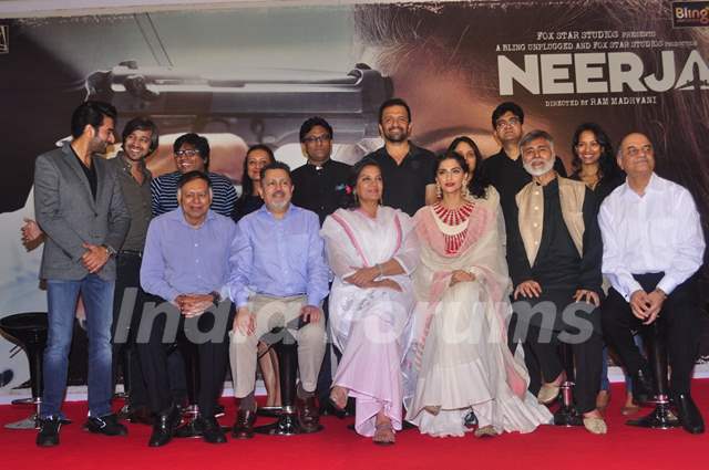 Cast of Neerja with real brothers of Neerja Bhanot at Promotional Event of film