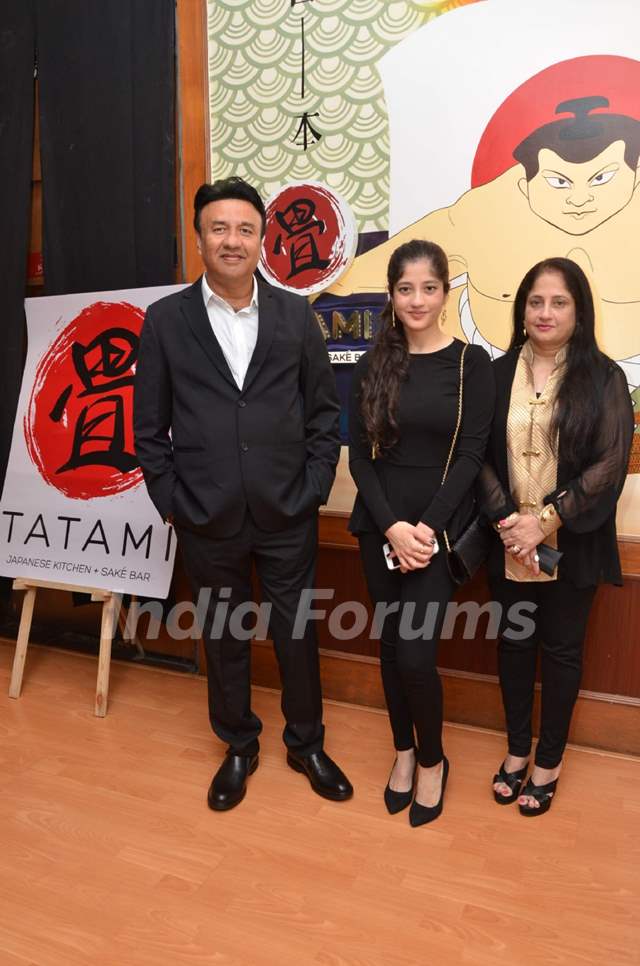 Anu Malik with daughter and wife at Tatami Restaurant Launch