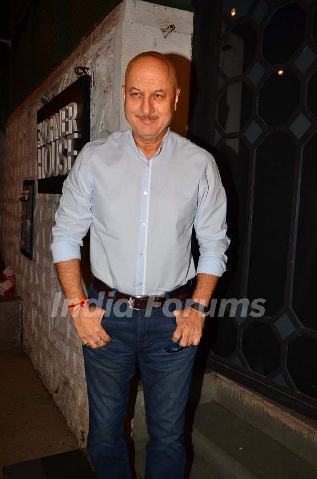 Anupam Kher was snapped at Kapoor and Kher Family's Dinner Bash