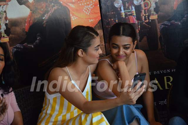 Surveen Chawla and Radhika Apte at Promotion of film 'Parched'