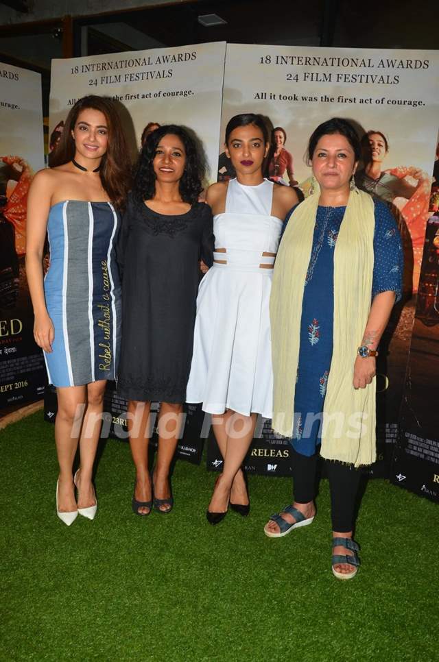 Leena Yadav, Surveen Chawla, Tannishtha Chatterjee and Radhika Apte at Press meet of film 'Parched'