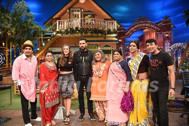 Yuvraj Singh and Hazel Keech visit on sets of 'The Kapil Sharma Show'
