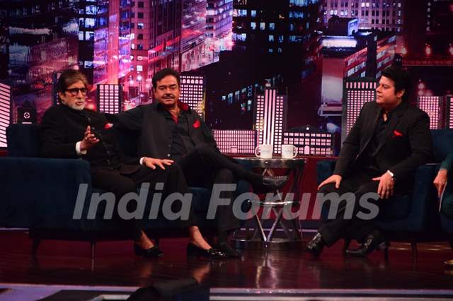 Amitabh Bachchan, Shatrughan Sinha and Sajid Khan at Shooting of Zee TV show Yaaron Ki Baraat