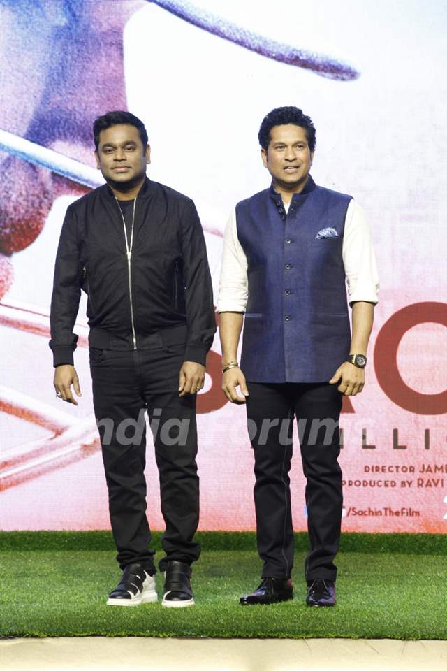 A.R. Rahman, Sachin Tendulkar at the launch of Sachin Anthem of film 'Sachin: A Billion Dreams'
