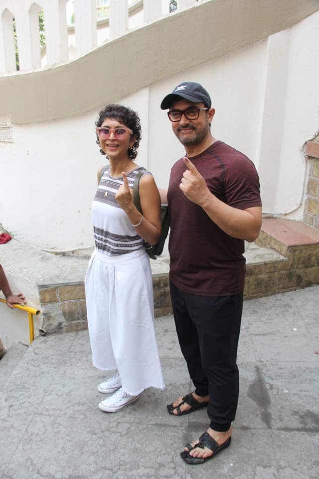 Aamir Khan and Kiran Rao spotted outside polling centre