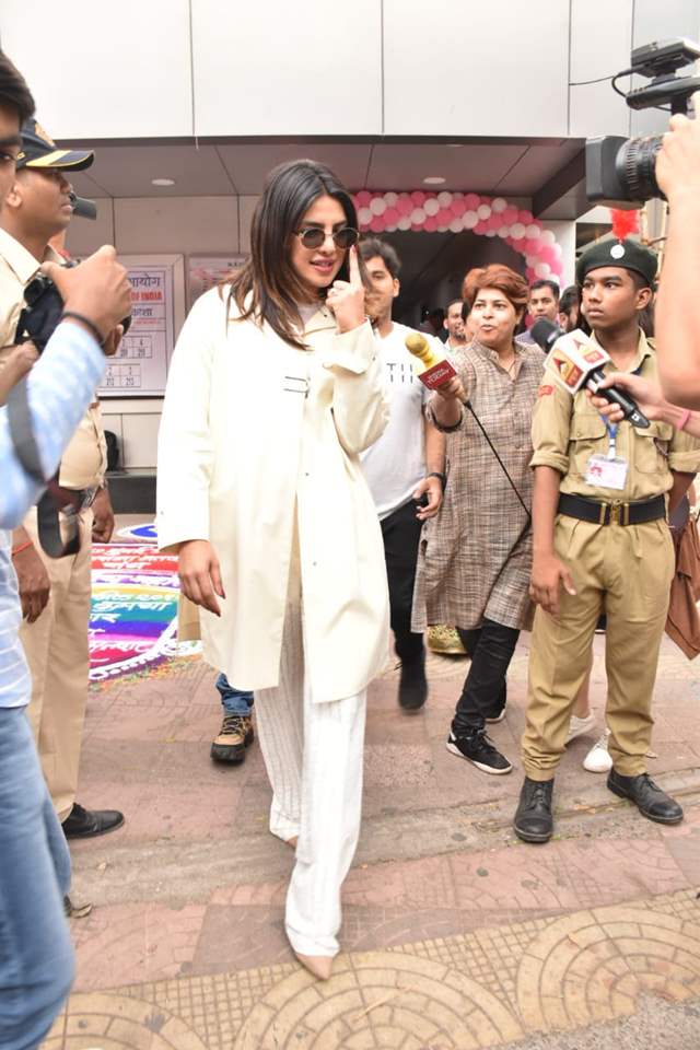 Priyanka Chopra was spotted outside polling centre