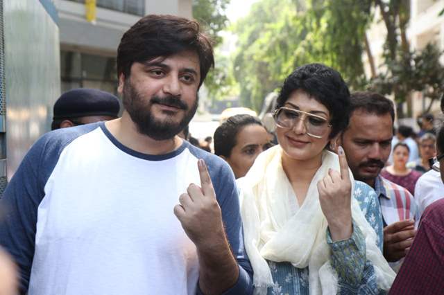 Sonali Bendre and Goldie Behl were spotted outside polling centre