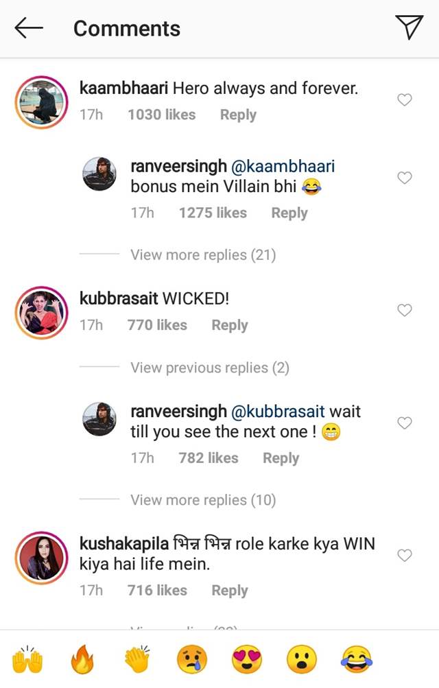 Comments on Ranveer Singh's latest post