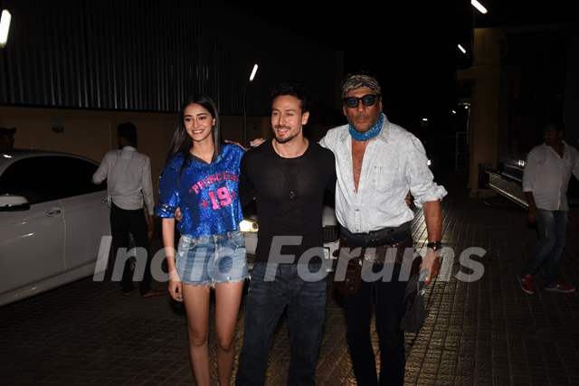 Tiger Shroff and Ananya Pandey clicked with Jackie Shroff