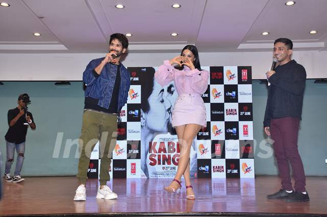 Shahid Kapoor and Kiara Advani snapped at the song launch of their upcoming movie Kabir Singh