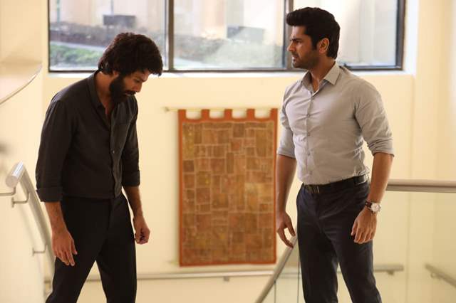 Arjan Bajwa and Shahid Kapoor in a still from Kabir Singh