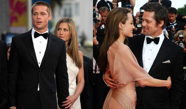 Brad Pitt with Jennifer Aniston and Angelina Jolie