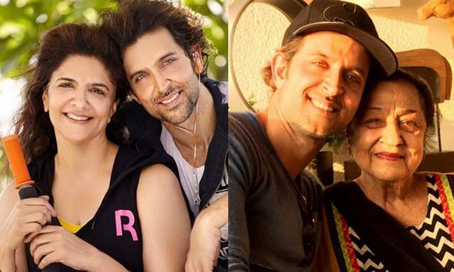 Hrithik Roshan with his mother and nani