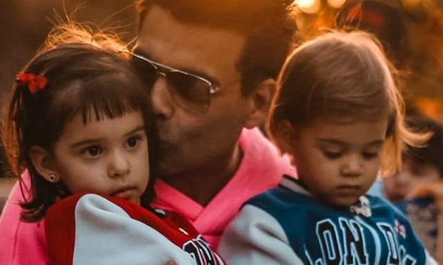 Karan Johar with his kids Roohi and Yash