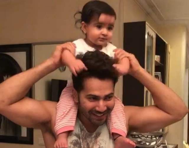 varun dhawan with his baby niece