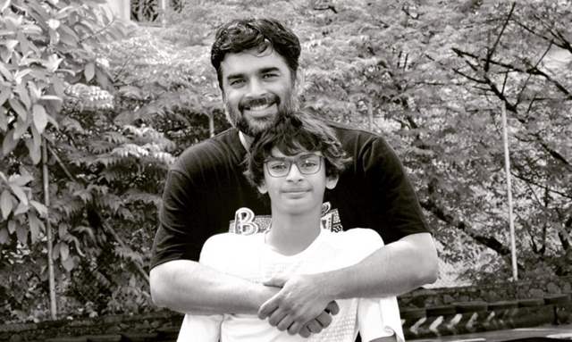 R. Madhavan with Son Vedaant