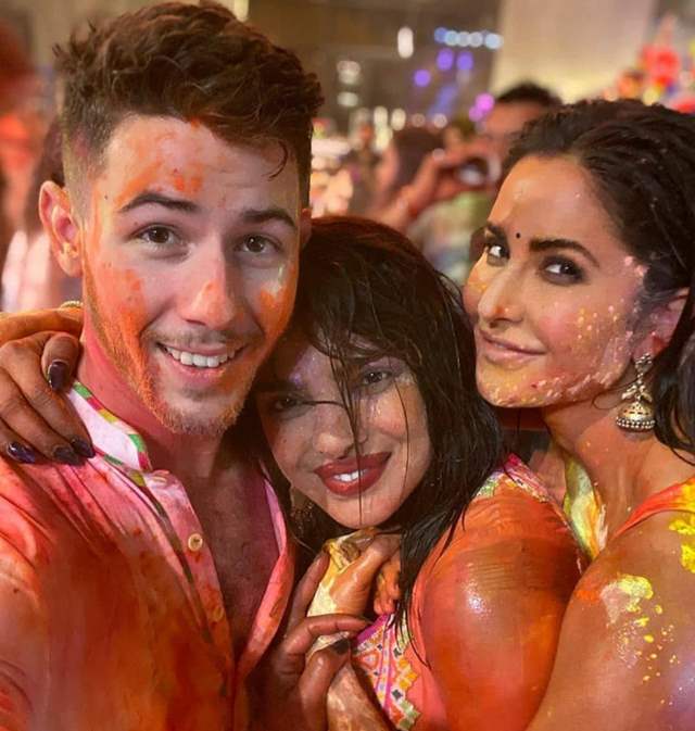 Nick Jonas celebrates his first holi with Priyanka and Katrina