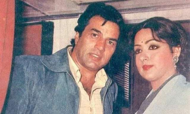 Dharmendra and Hema Malini in Burning Train