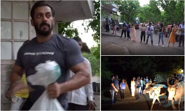 Salman along with Jacqueline Fernandez, Iulia Vantur, Waluscha De Sousa distributed food grains 