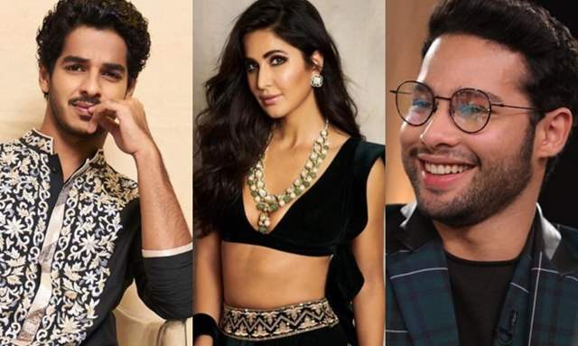 Ishaan Khatter, Katrina Kaif, Siddhant Chaturvedi phone booth