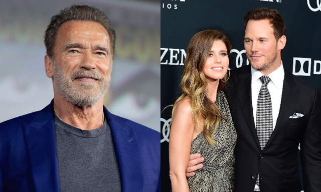 Arnold Schwarzenegger and daughter Katherine Schwarzenegger with husband Chris Pratt