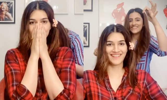 Kriti Sanon gets a Haircut from Sister Nupur Sanon