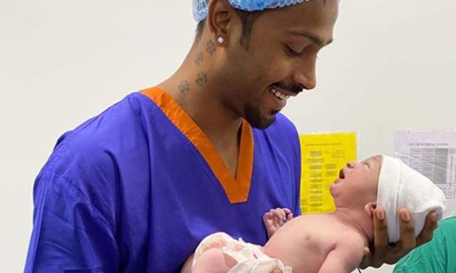 Hardik Pandya with his baby boy