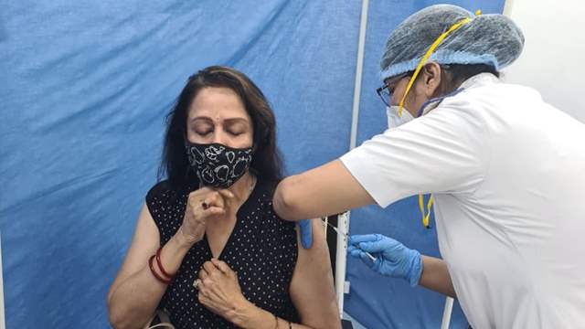 Hema Malini receives COVID-19 vaccine